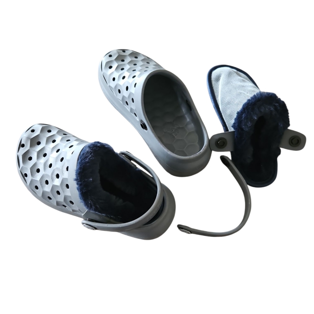 Joybees Size 10 New Kids Gray Clogs with Removeable Blue Washable Lining‎